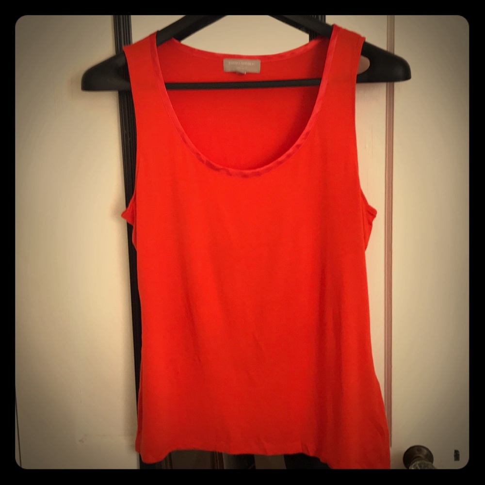 Orange silk lined at neck tank top